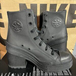 NEW Converse Chuck 70 De Luxe Heel Leather Boots Women's Size 8.5 Black A06145C